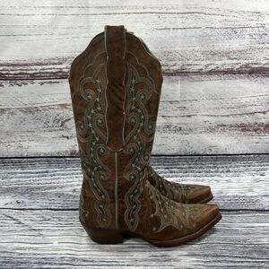 Old Gringo Celeste L171-2 Brown Leather Star Western Boots, Women’s Size 6